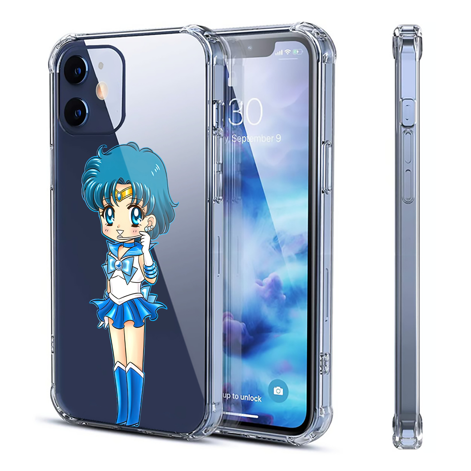 （画像用） 美少女戦士セーラームーン 水野 亜美 みずの あみ Sailor Moon Mizuno Ami 【iPhone 12シリーズ対応】透明スマホケース（クリアソフトケース）